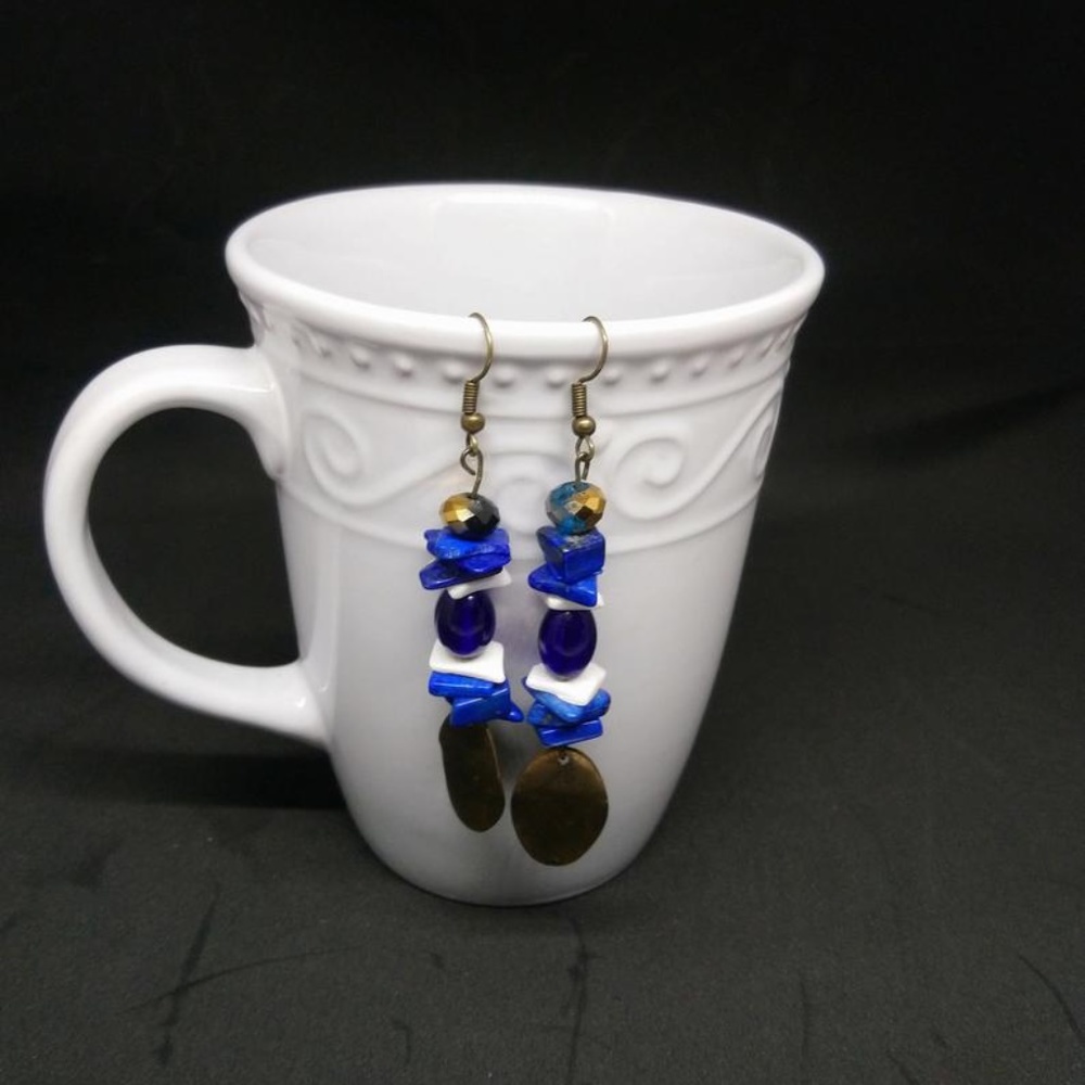 Blue and Bronze Earrings